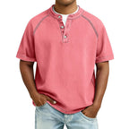 Men's Washed Cotton Henley-Shirt-Azzella London