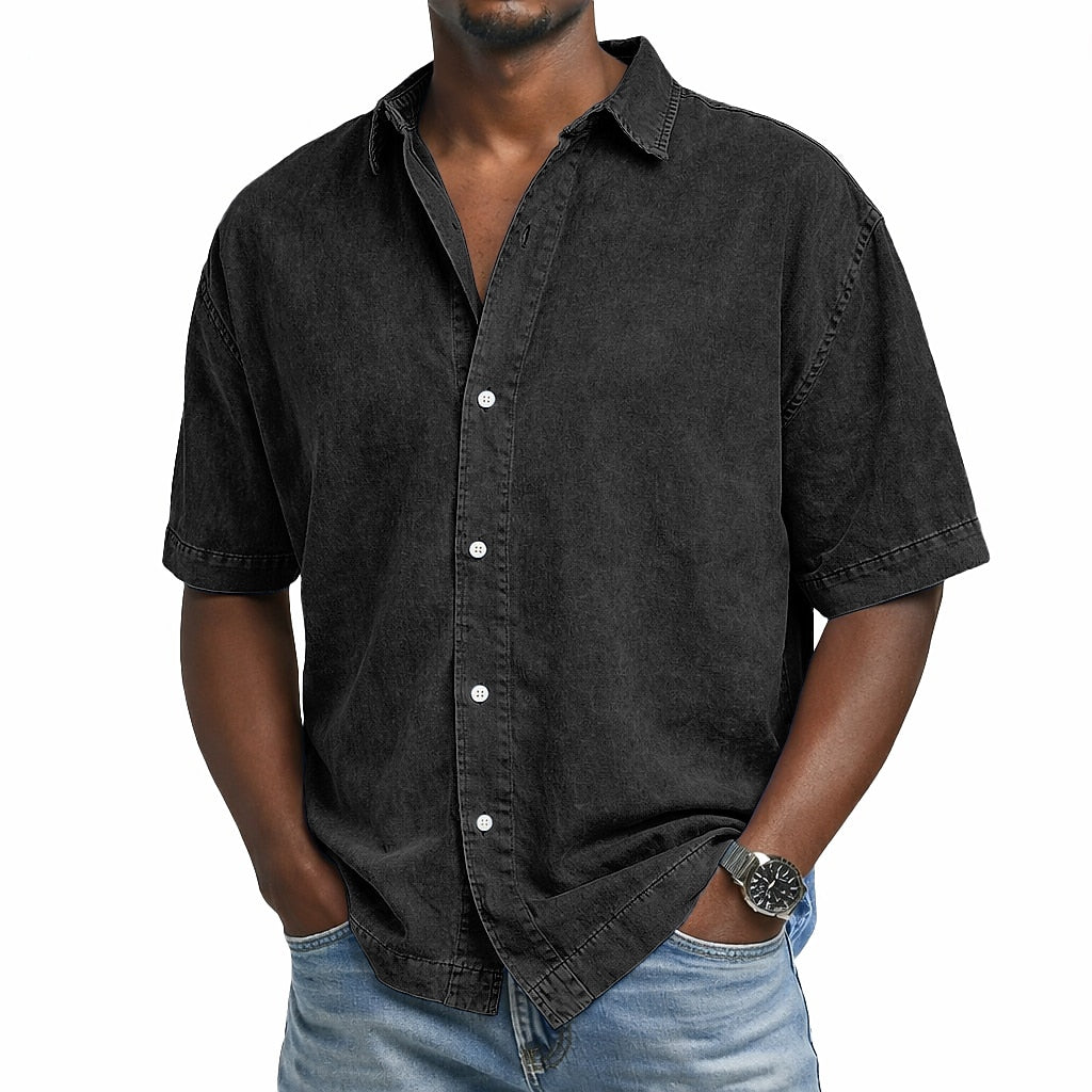 Men's Washed Cotton Shirt-Shirt-Azzella London