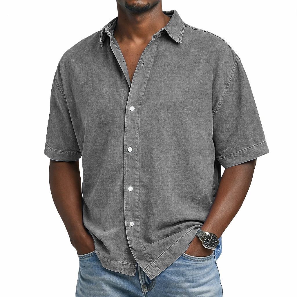 Men's Washed Cotton Shirt-Shirt-Azzella London