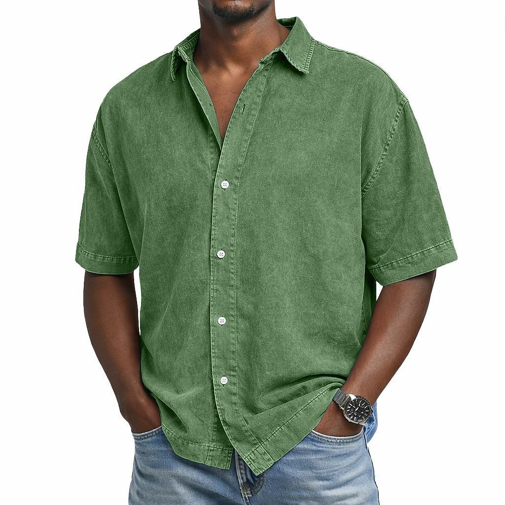 Men's Washed Cotton Shirt-Shirt-Azzella London