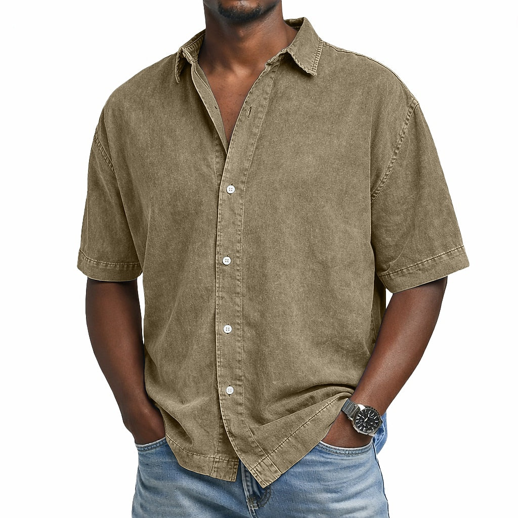 Men's Washed Cotton Shirt-Shirt-Azzella London