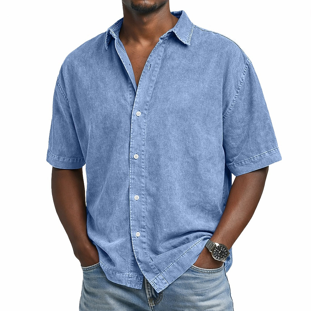 Men's Washed Cotton Shirt-Shirt-Azzella London