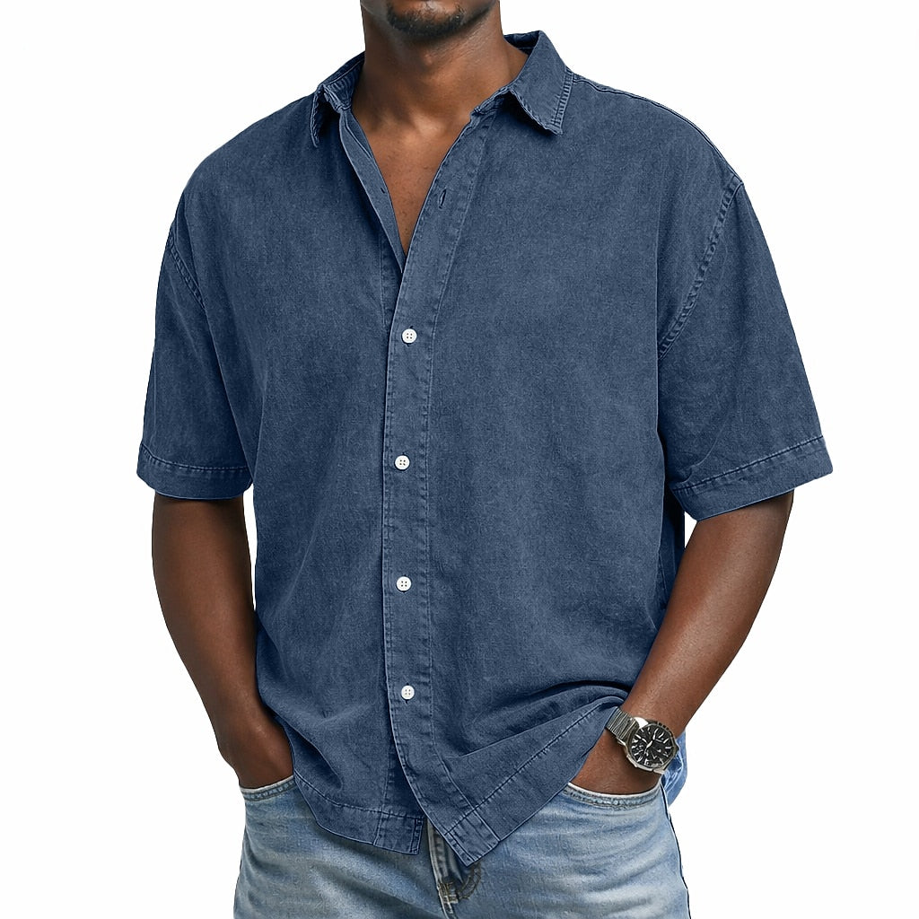 Men's Washed Cotton Shirt-Shirt-Azzella London
