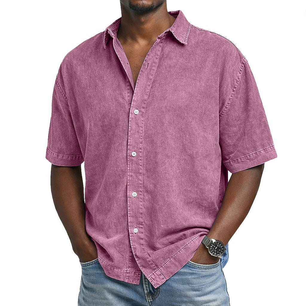 Men's Washed Cotton Shirt-Shirt-Azzella London