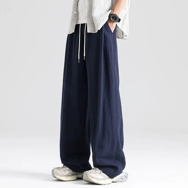 Men's Wide-Leg Linen Trousers-Pants-Azzella London