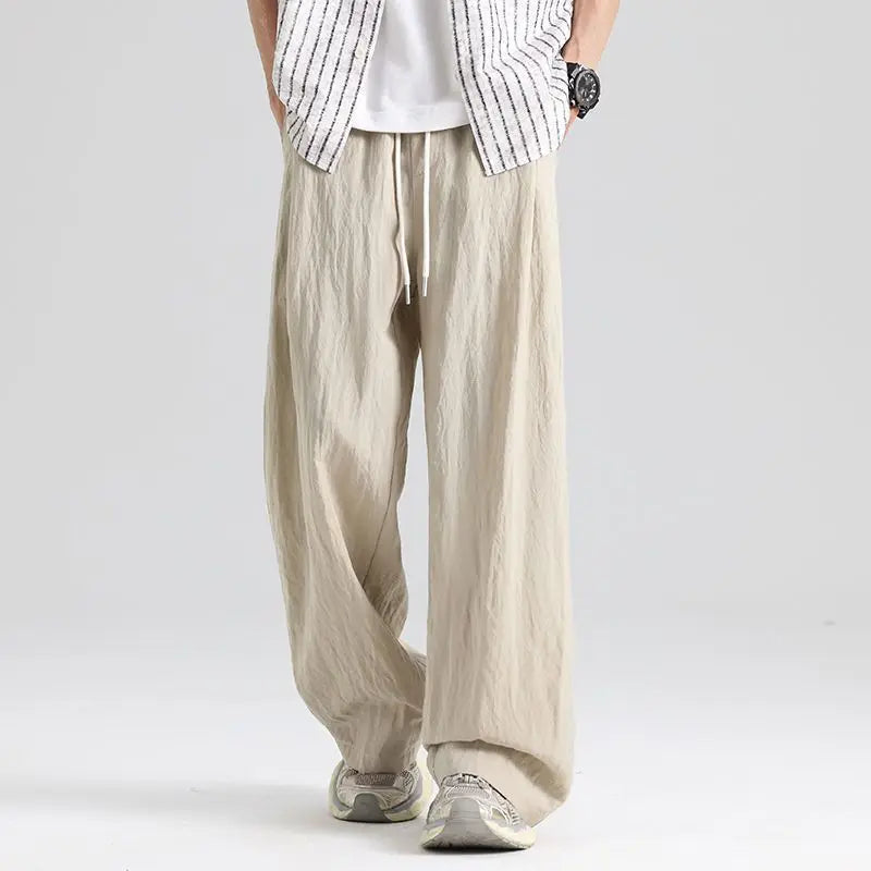 Men's Wide-Leg Linen Trousers-Pants-Azzella London