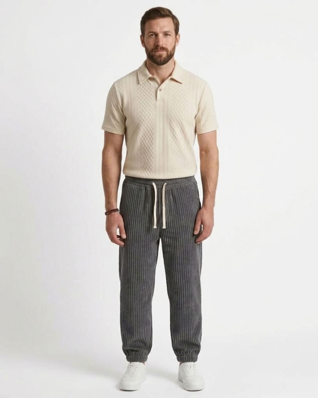 Men's Wide Leg Trousers Textured-Azzella London
