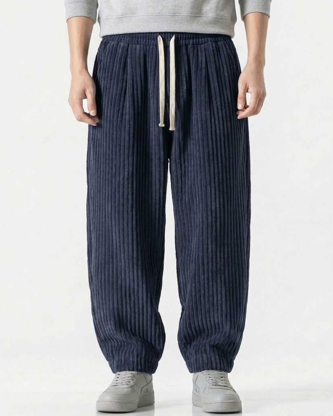 Men's Wide Leg Trousers Textured-Azzella London