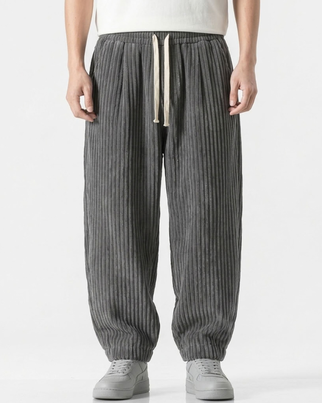 Men's Wide Leg Trousers Textured-Azzella London
