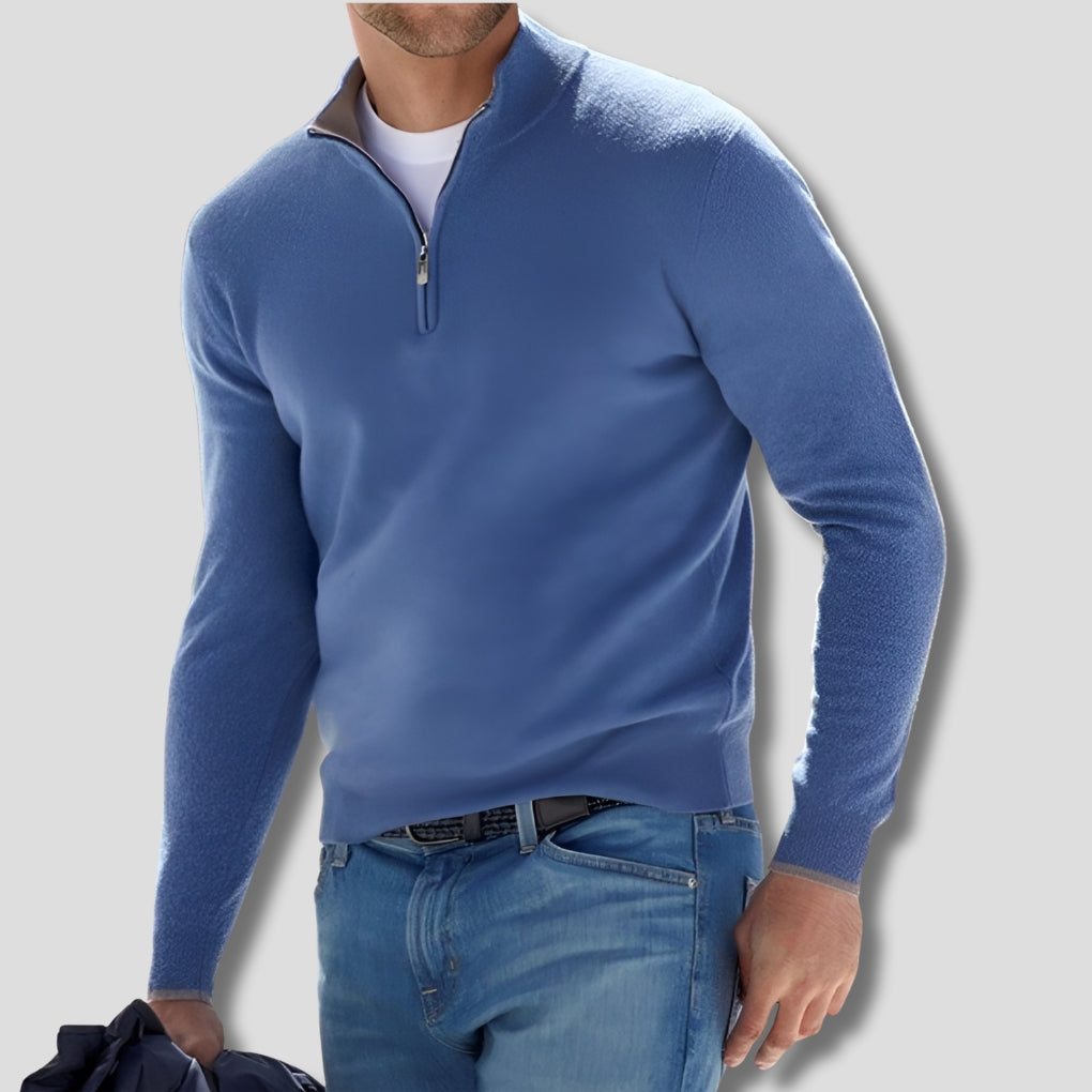 Men's Zip Collar Sweater-Azzella London
