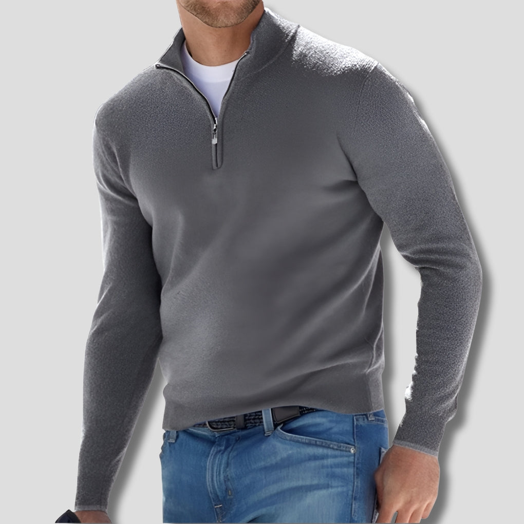 Men's Zip Collar Sweater-Azzella London