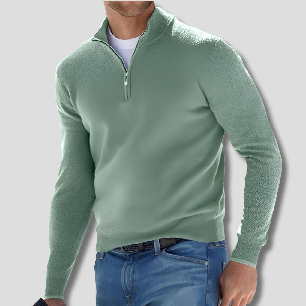 Men's Zip Collar Sweater-Azzella London