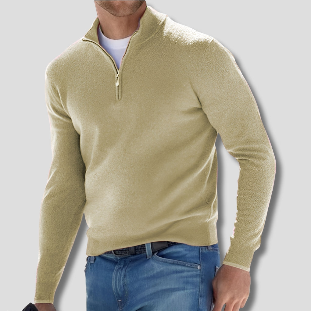 Men's Zip Collar Sweater-Azzella London