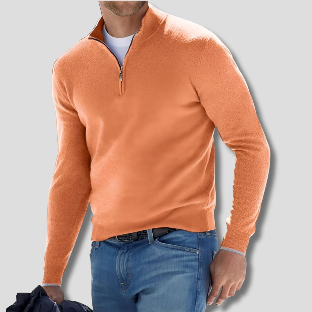 Men's Zip Collar Sweater-Azzella London