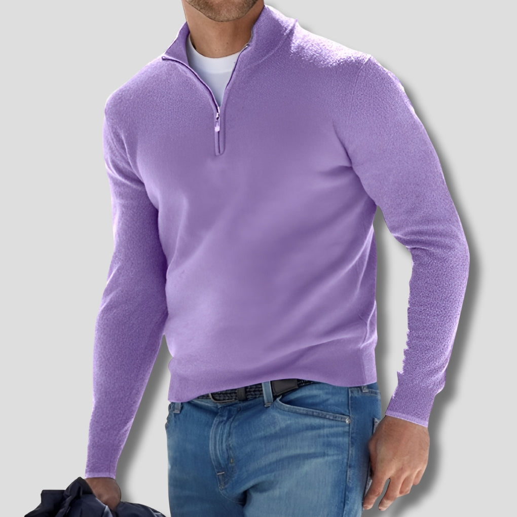 Men's Zip Collar Sweater-Azzella London