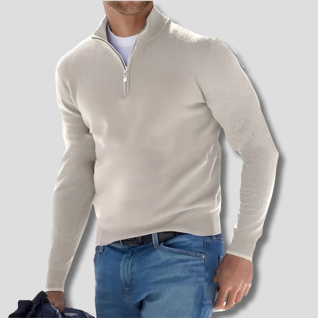 Men's Zip Collar Sweater-Azzella London