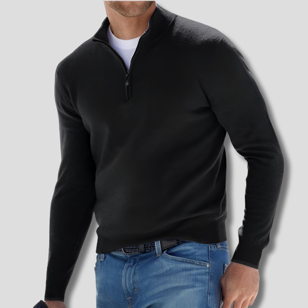 Men's Zip Collar Sweater-Azzella London