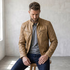 Men's Zip-Front Biker Jacket-Azzella London