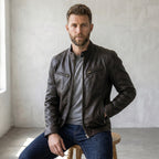 Men's Zip-Front Biker Jacket-Azzella London