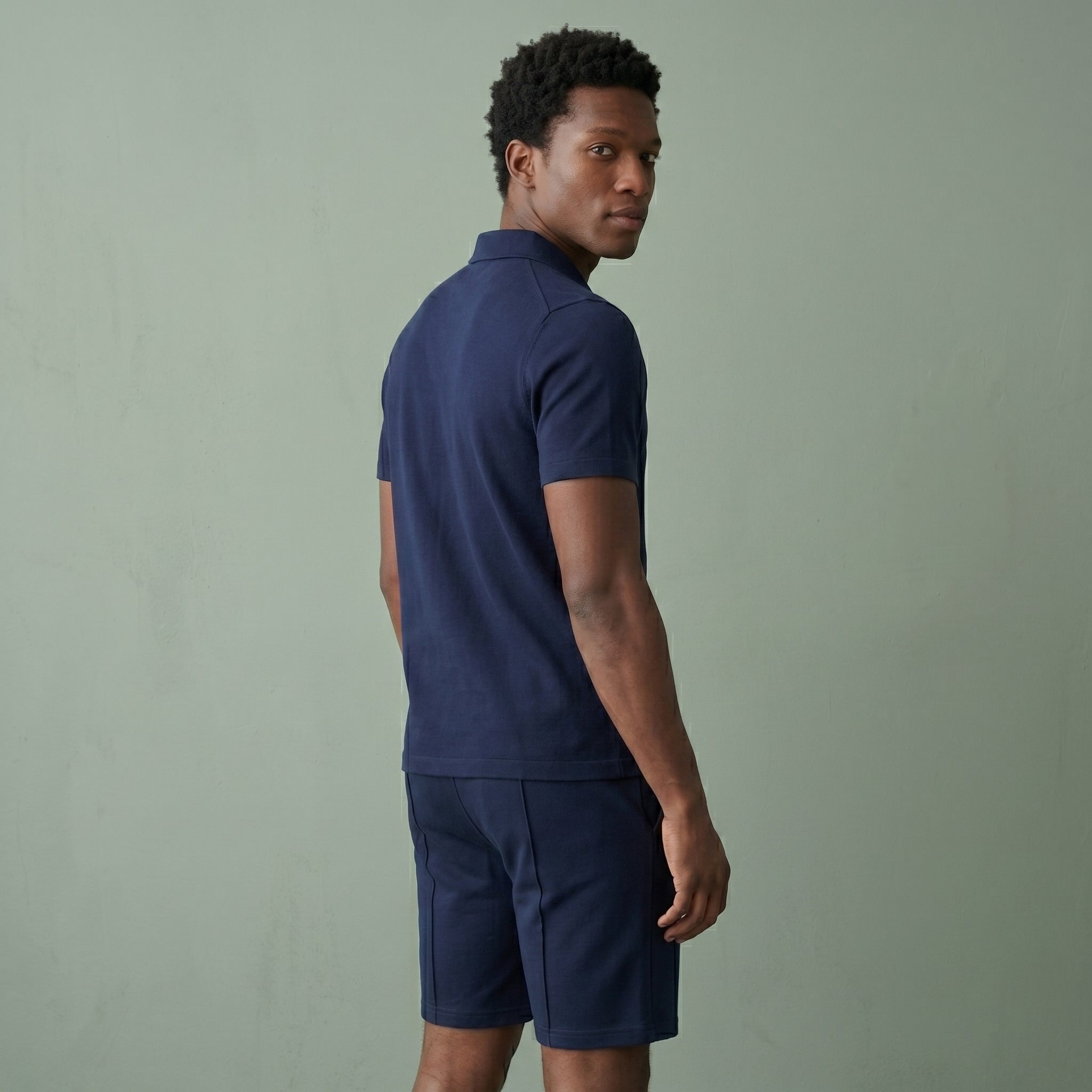 Men's Zip Polo Shirt and Shorts Set-Azzella London