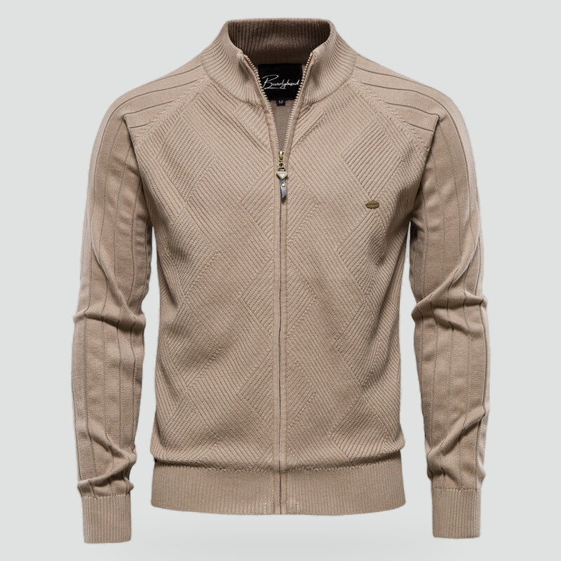 Men's Zip Slim Turtleneck Sweater-Azzella London
