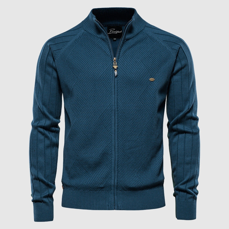 Men's Zip Slim Turtleneck Sweater-Azzella London