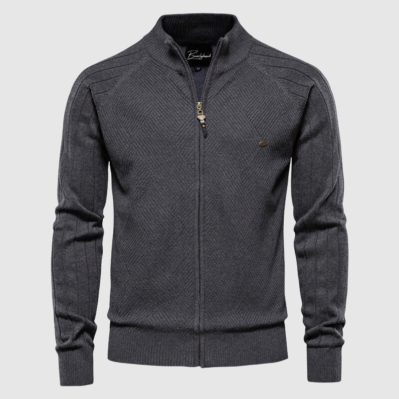 Men's Zip Slim Turtleneck Sweater-Azzella London