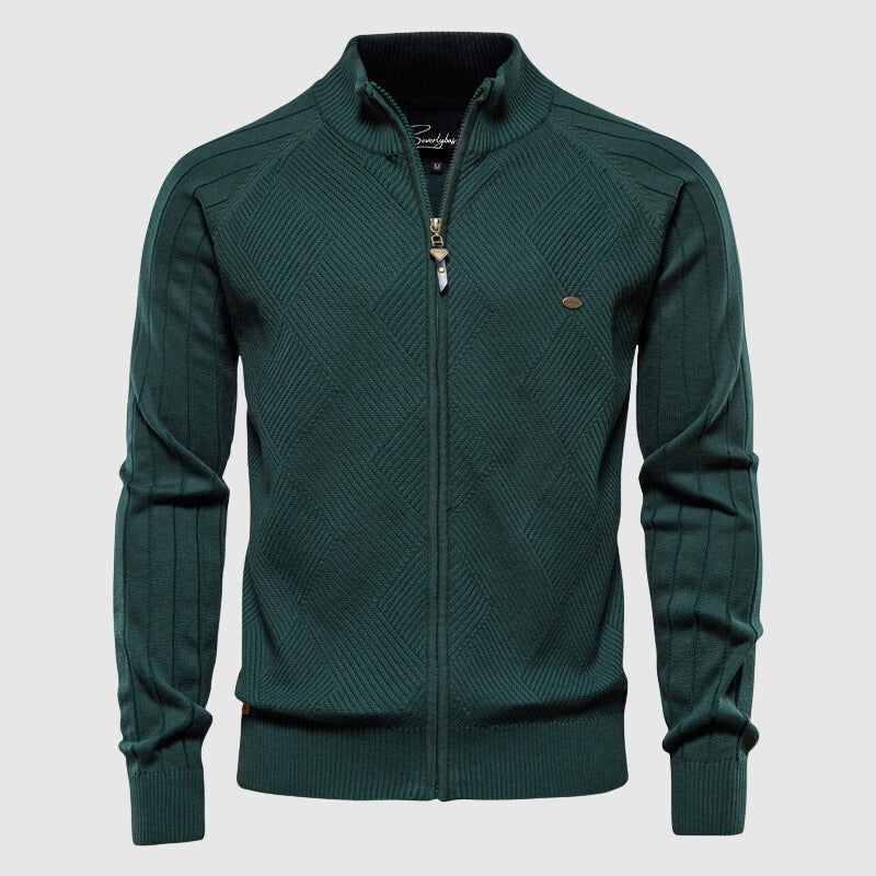 Men's Zip Slim Turtleneck Sweater-Azzella London