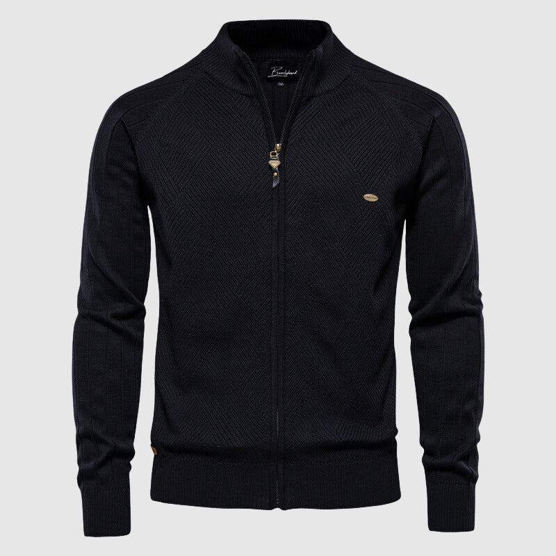 Men's Zip Slim Turtleneck Sweater-Azzella London