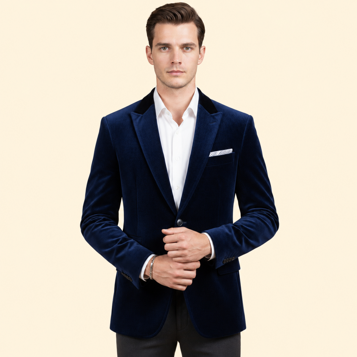 Men's Evening Velvet Blazer – Notch Lapel Smart Jacket