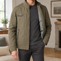 Men's Stand Collar Jacket Cotton Black 1
