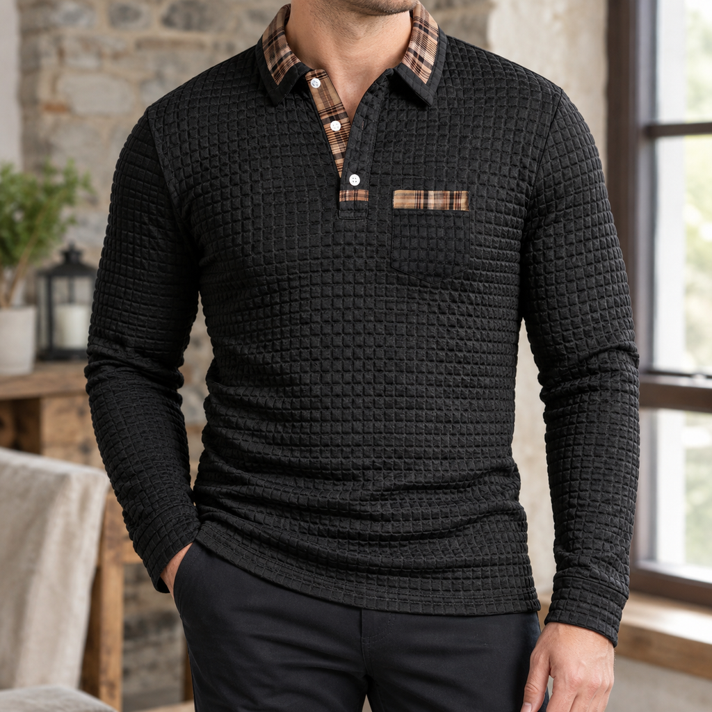 Men's Waffle Textured Polo Shirt