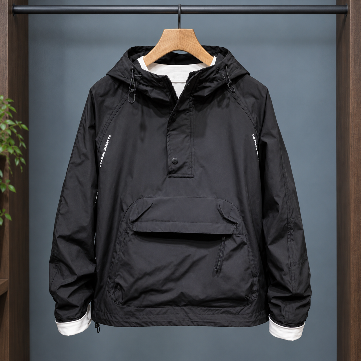 Men's Hooded Snap Pullover Jacket