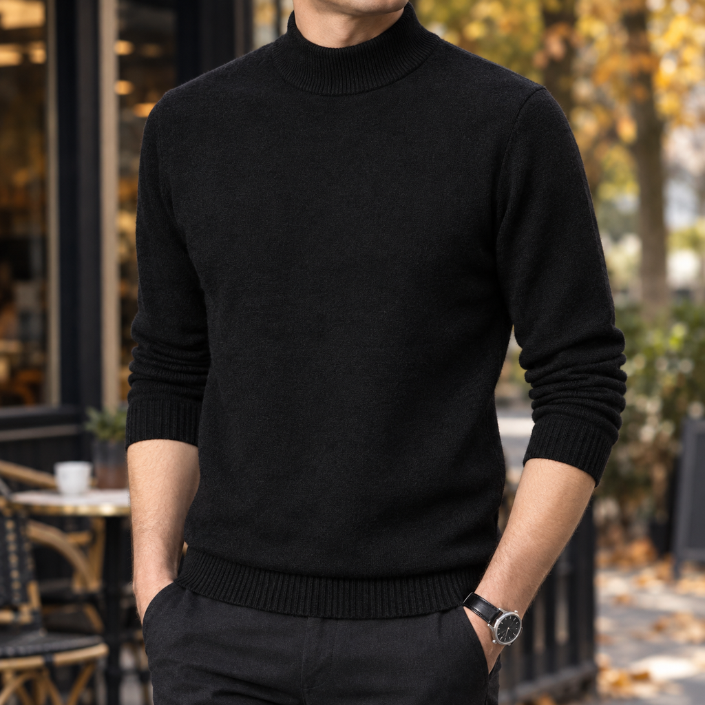 Men's Fine Knit Mock Neck Sweater