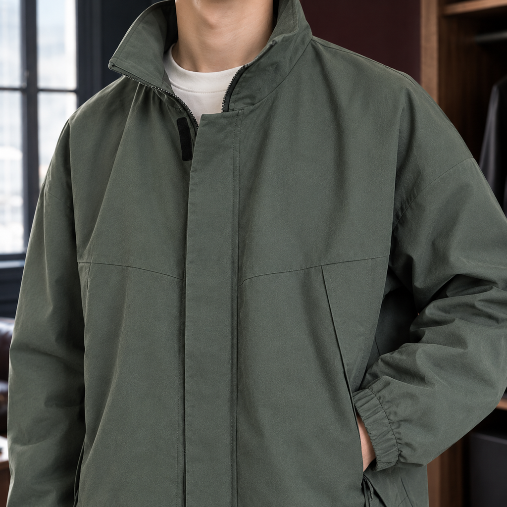 Men's Stand Collar Jacket Woven Black 2