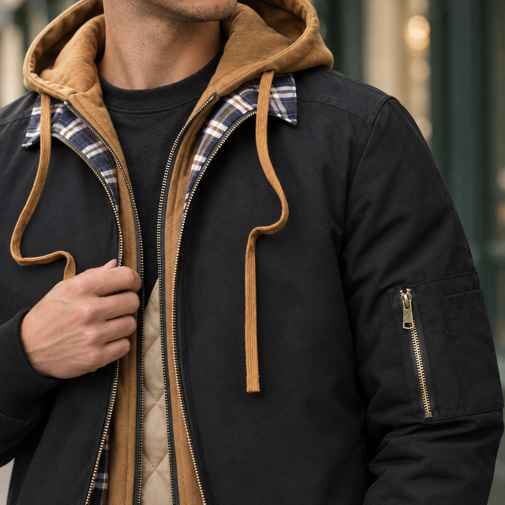 Men's Quilted Hooded Waterproof Jacket