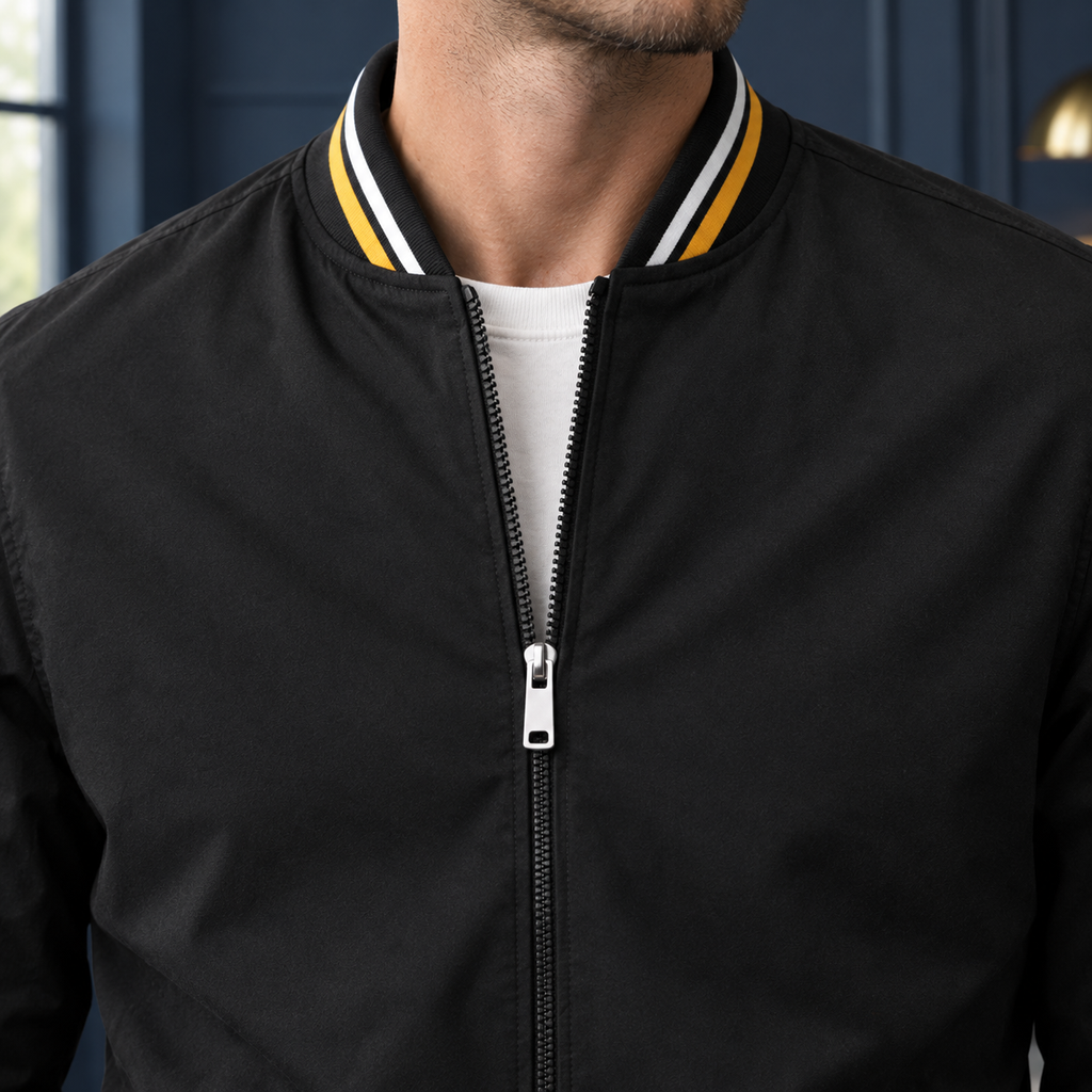 Men's Striped Ribbed Varsity Jacket