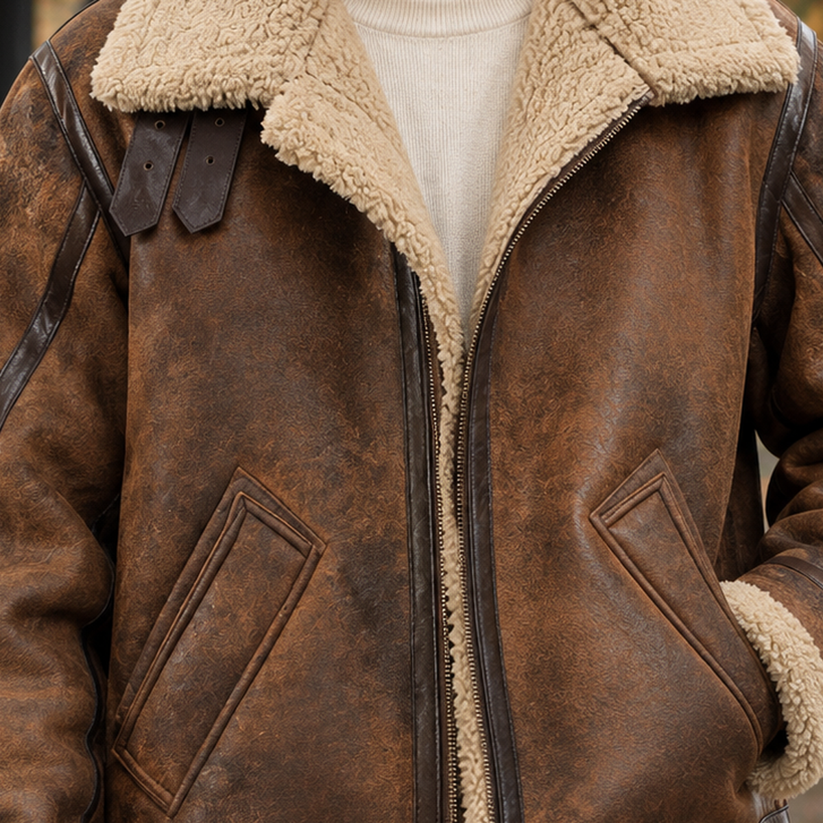Men's Suede Look Aviator Jacket