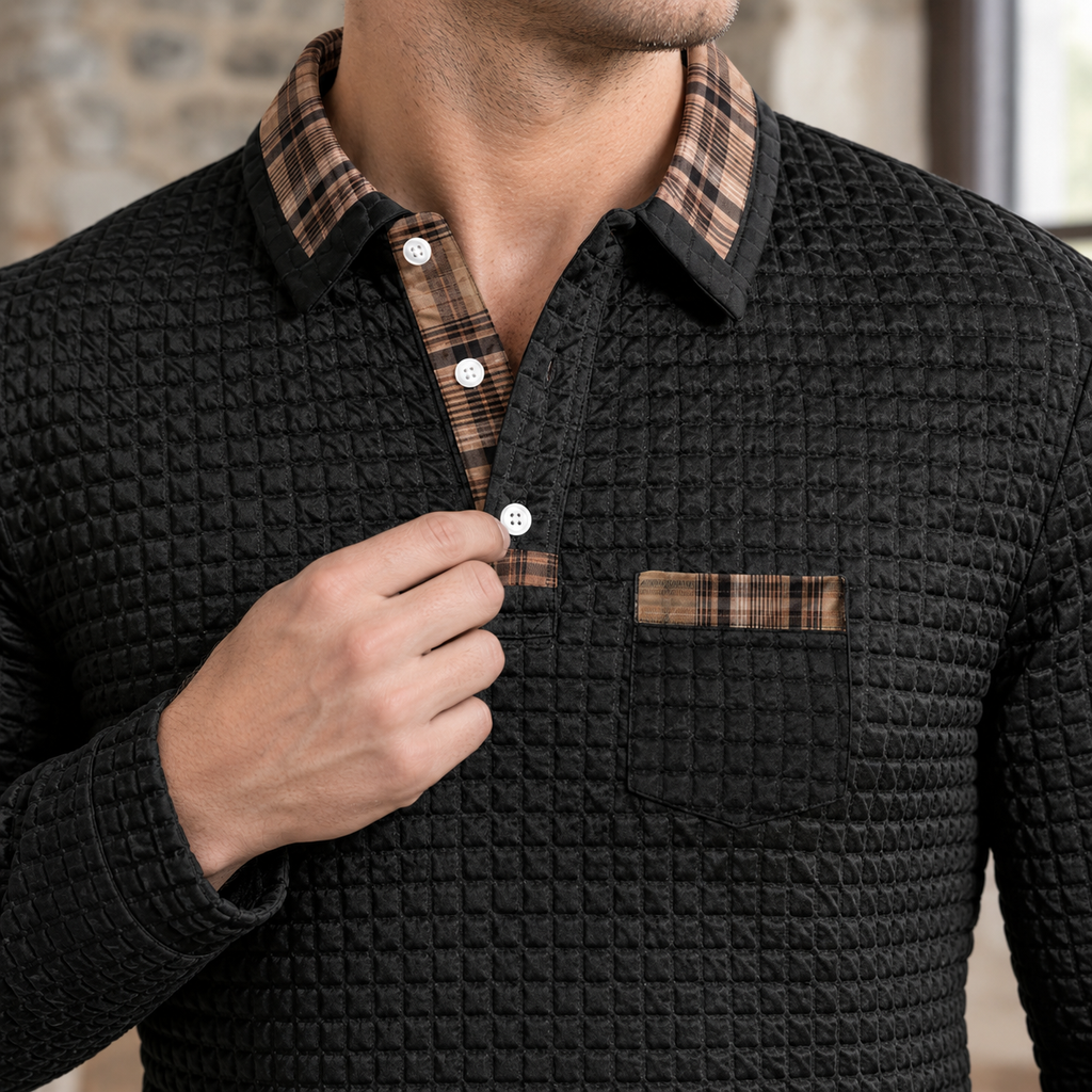 Men's Waffle Textured Polo Shirt