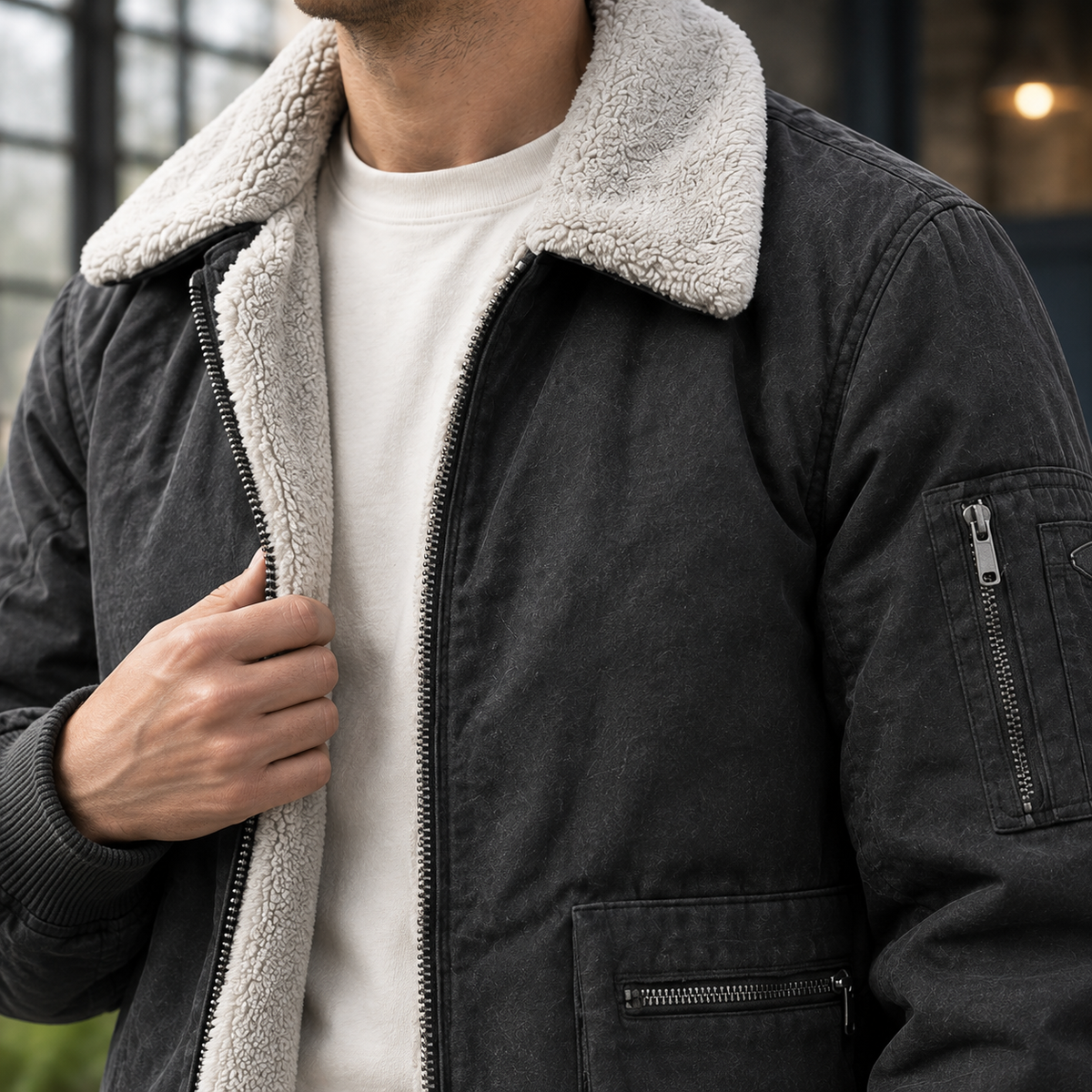 Men's Plush Lined Fleece Jacket
