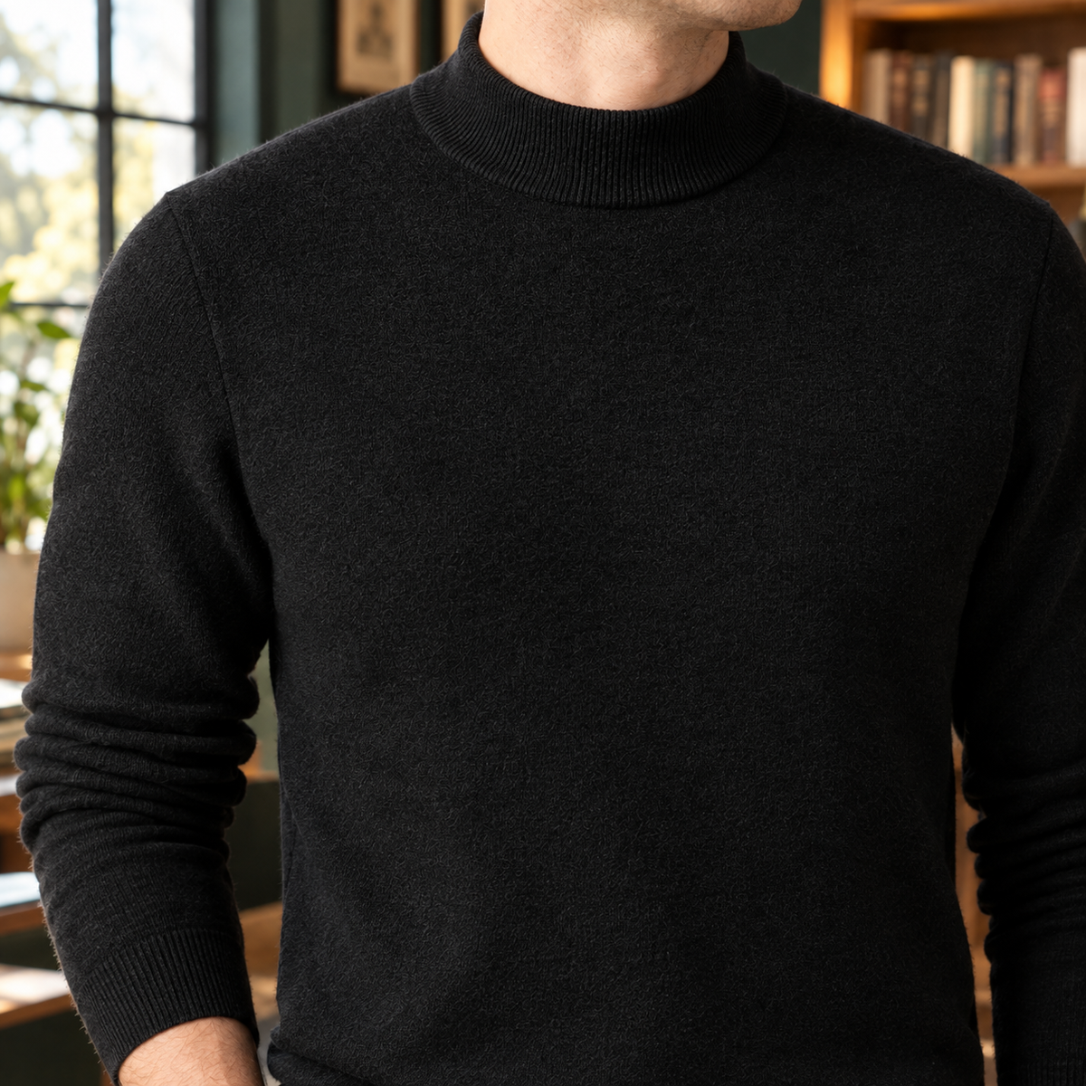 Men's Close Ribbed Mock Neck Sweater