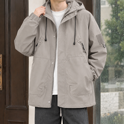 Men's Adjustable Hood Utility Jacket