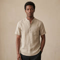 Men’s Band Collar Short Sleeve Shirt-Azzella London
