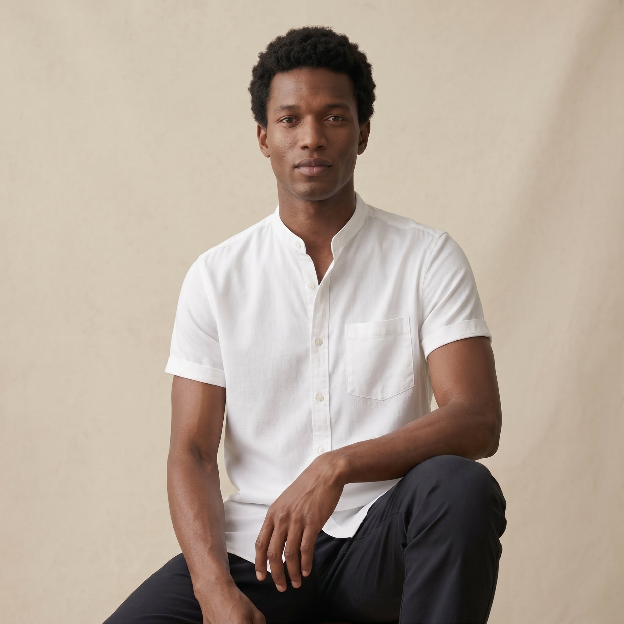 Men’s Button Down Linen Shirt-Azzella London