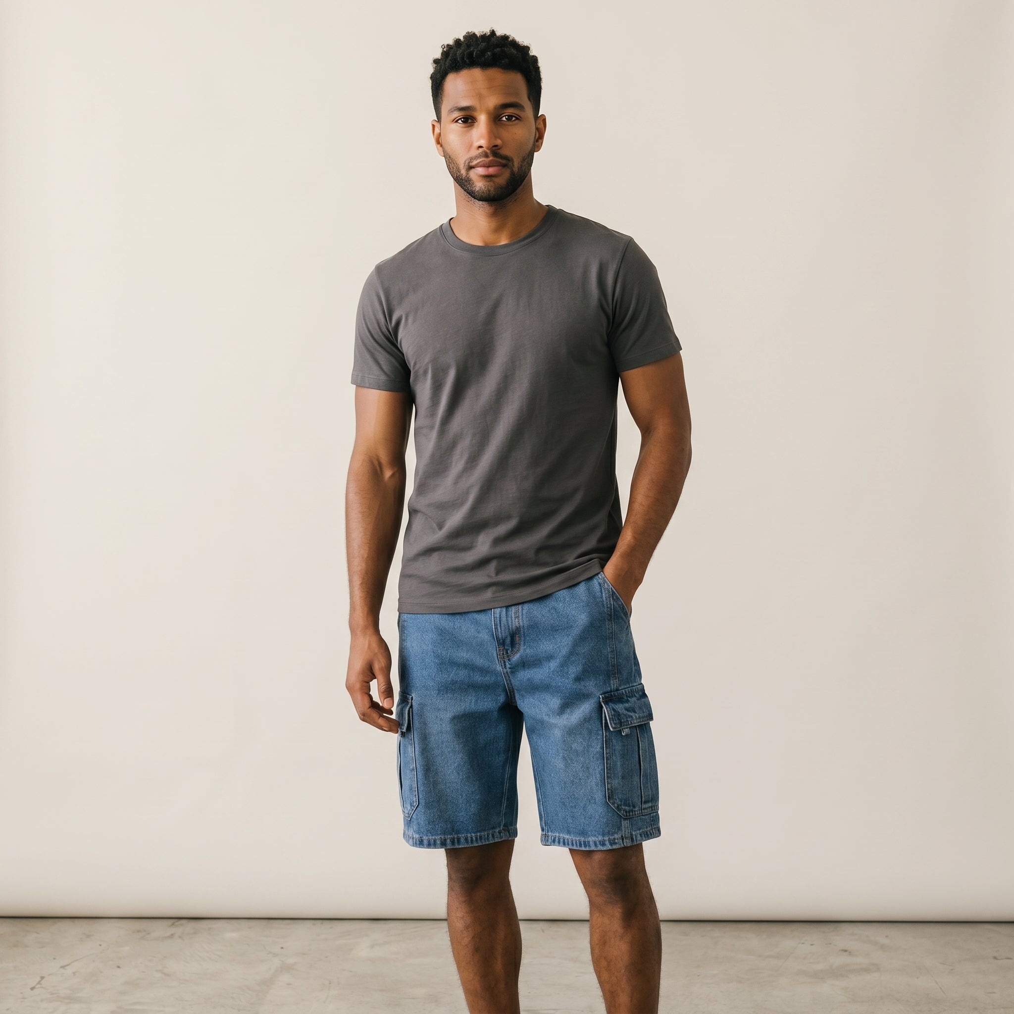 Men's Cargo Denim Shorts-Azzella London