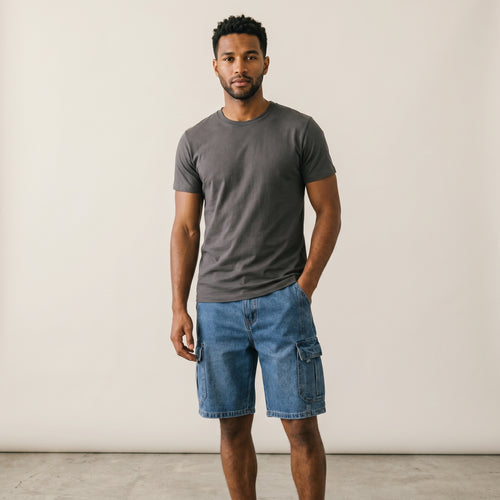 Men's Cargo Denim Shorts-Azzella London