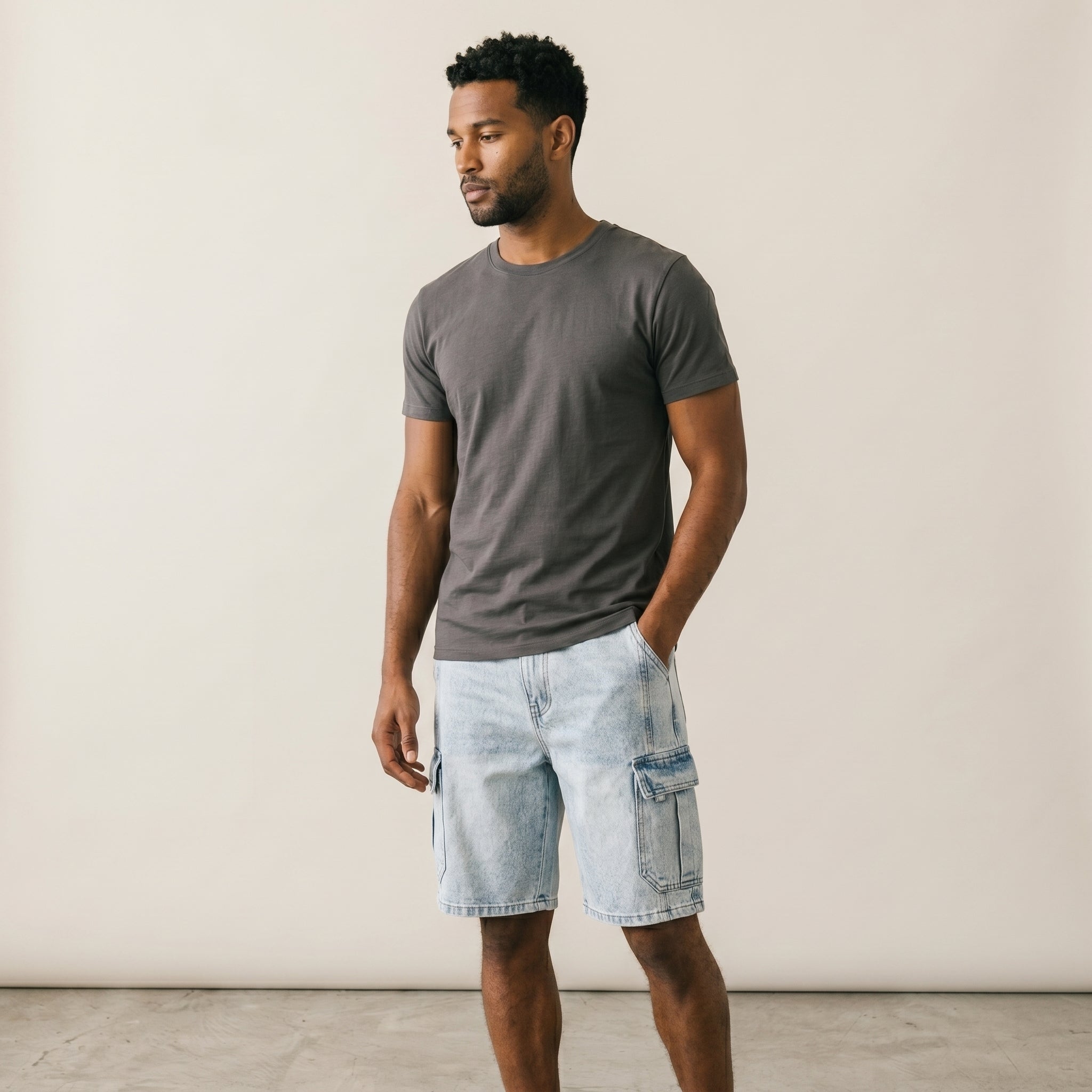 Men's Cargo Denim Shorts-Azzella London