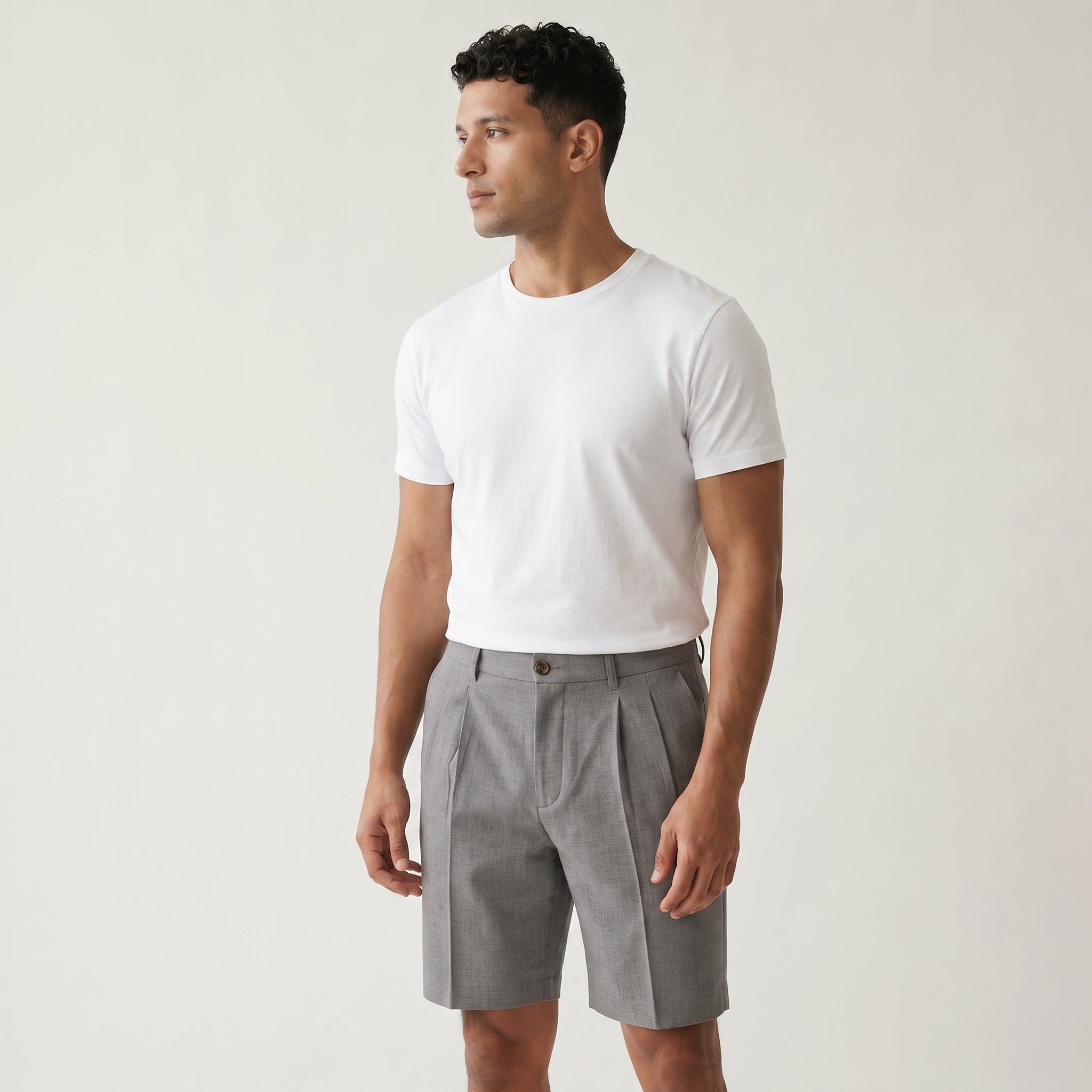 Men’s Chino Shorts with Button Waist and Side Pockets-Azzella London