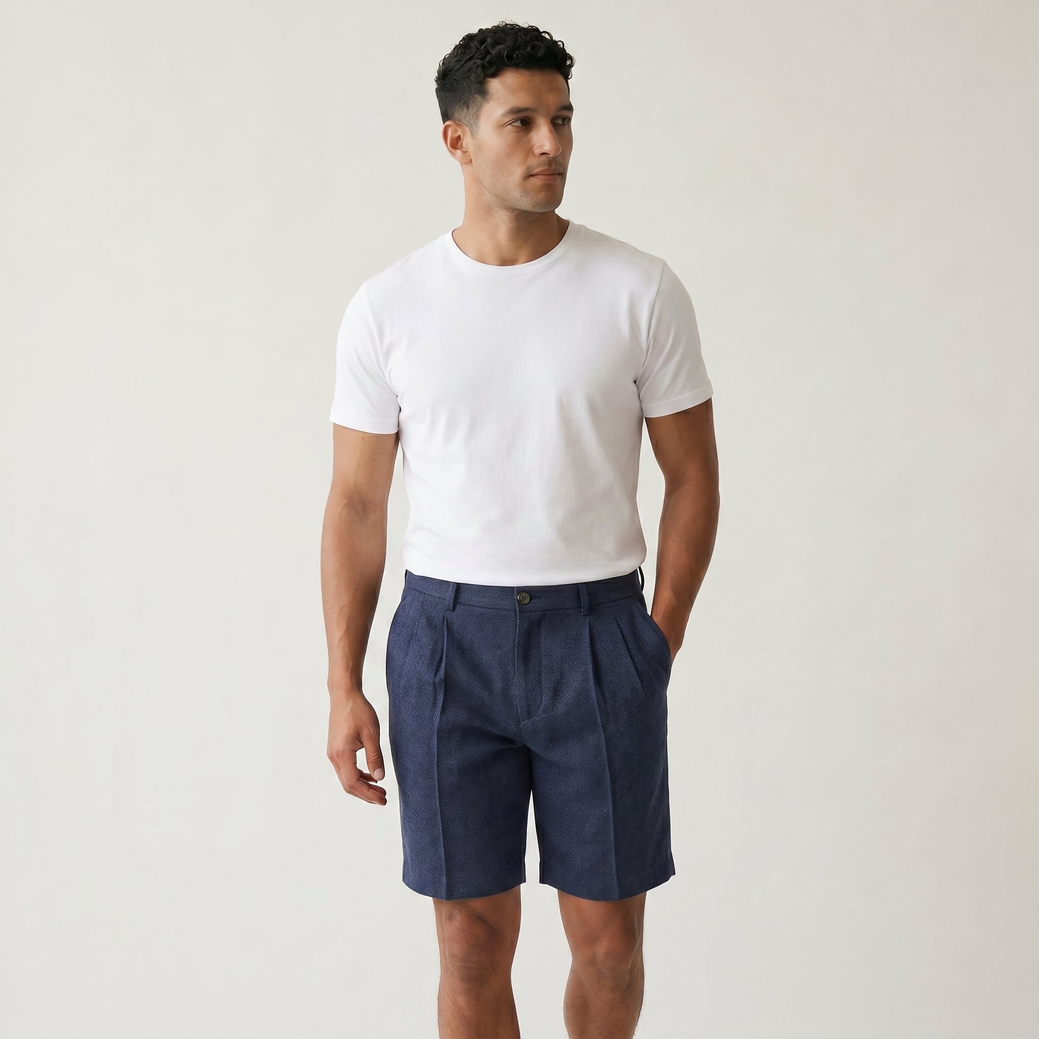 Men’s Chino Shorts with Button Waist and Side Pockets-Azzella London