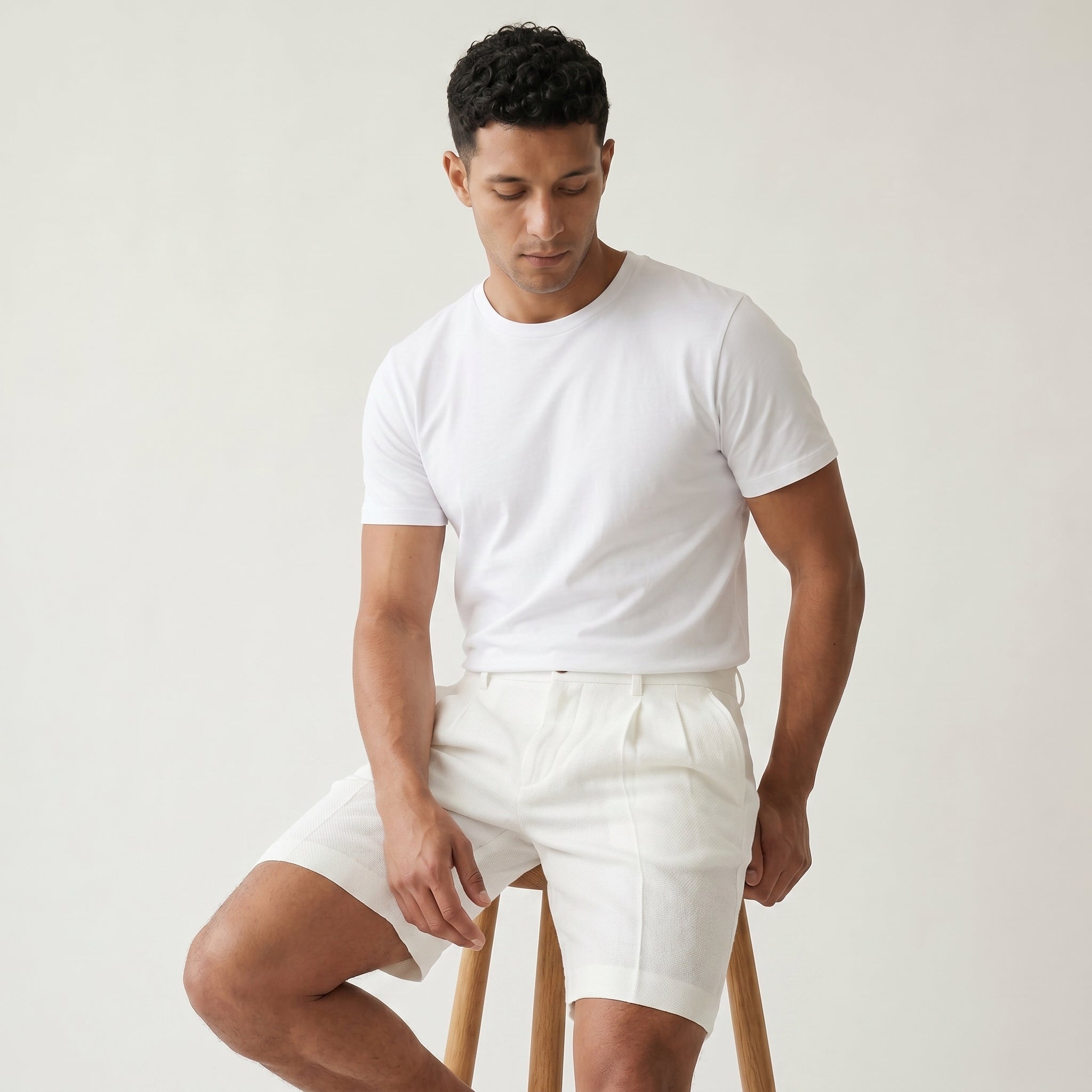 Men’s Chino Shorts with Button Waist and Side Pockets-Azzella London